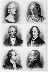 Portretten van Goethe. Sd. gravure van de 19e eeuw