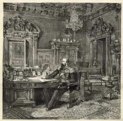 Prins Alexander van Bulgarije (1857-1893), in zijn studeerkamer - Alexander van Battenberg - Portret van Alexander I van Bulgarije of Alexander van Battenberg (1857-1893) in zijn werkkamer - 1886 -