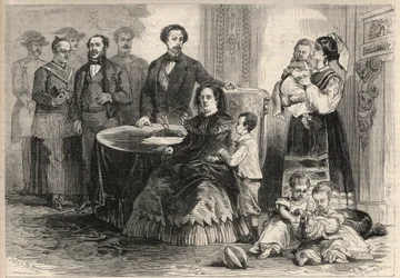 Koningin Isabella II van Spanje (Isabella van Bourbon) (1830-1904) en Francois van Assisi van Bourbon of Francois I van Spanje (1822-1902) zochten toevlucht met hun kinderen in het kasteel van Pau in Frankrijk na de Septemberrevolutie (Gloriosa). Onder hun