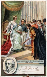 Koningin Victoria van Engeland gekroond tot keizerin van India 1877 met de steun van Benjamin Disraeli (1804-1881) Brits schrijver en politicus. Chromolithografie van de 19e eeuw