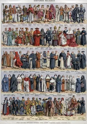 Religieuze klederdracht - van de Oudheid tot de 20e eeuw - Rooms-katholieke kerk en andere religies - Religieus - Plaat du Larousse universeel rond 1920