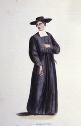 Religieuze van Aubac. Gravure uit een album over religieuze orden, Parijs