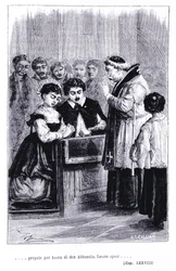 Huwelijk van Renzo en Lucia. Gravure in 