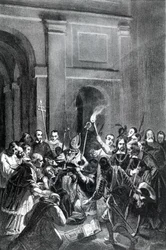 Afbeelding van een exorcismescène (illustratie)