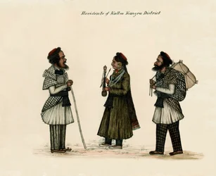 Inwoners van Kulloo, Kangra District, circa 1850