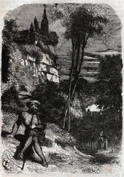Rodomont, Isabella en de Oude Kluizenaar - gravure uit 1851 van 