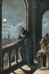 Roger Bacon in Oxford. Franciscaner monnik, theoloog, filosoof en Engelse geleerde (Ilchester, Somerset, circa 1214 in Oxford)