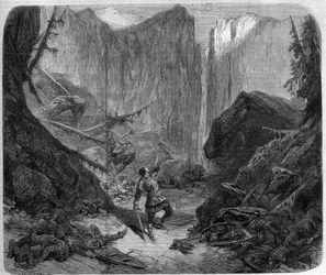 Roland blaast op zijn hoorn tijdens de Slag bij Roncesvalles op 15 augustus 778. Tekening door Alphonse de Neuville (1836-1885) voor de opera 