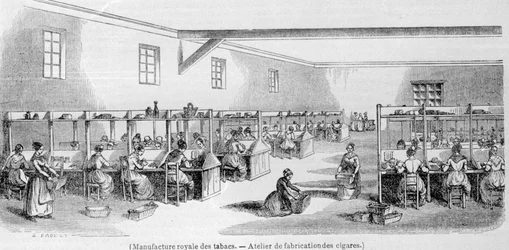 Koninklijke Tabaksfabriek: sigarenfabriek. Gravure uit de 19e eeuw