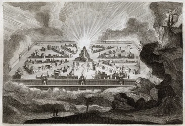 Royaumont Bijbel, Nieuwe Testament: Nieuwe Jeruzalem. De Engel toont Sint Jan het Nieuwe Jeruzalem. Illustratie uit 1811.