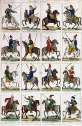 Russische ruiters - gravure