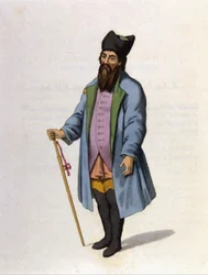 Russische koopman van Kaluga. Gravure 1802