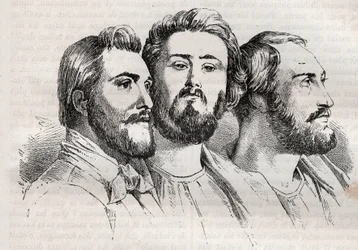 Saint-Simonianisme - Saint-Simonianen - Charles Duveyrier (1803-1866) - Emile Barrault (1799-1869) - Michel Chevalier (1806-1879) - Gravure van 1882 in 
