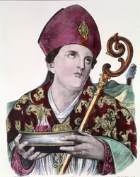 Sint Gennaro of Sint Janvier, patroon van de stad Napels, met in zijn handen de ampul met zijn bloed