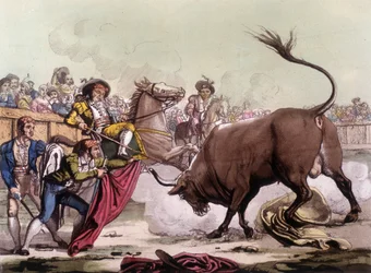 Scène van stierenvechten in Spanje, circa 1820
