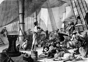 Scène op het dek van een piratenschip