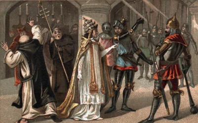 Sciarra Colonna slaat paus Bonifatius VIII in het gezicht
