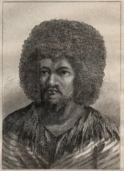 Tweede reis (1772-1775) door kapitein James Cook (1728-1779): portret van O-Too (O Too), koning van Tahiti - illustratie uit 