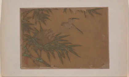 Seven Birds in Bamboo Tree Nest (miniatuur uit album van elf schilderijen; inkt en kleur op zijde)