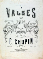 Bladmuziek voor 3 walsen voor piano op. 64, door Frederic Chopin (frontispice)