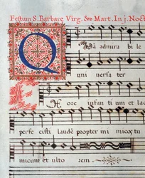 Bladmuziekpagina van een heilig werk door Giovanni Giacomo Gastoldi