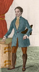 Eeuw van de Verlichting: portret van Denis Diderot (1713-1784), Franse schrijver en filosoof. Gravure uit 1876.
