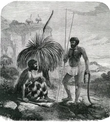 Slangenjagers in Australië. Gravure 1868