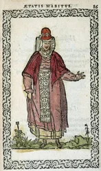 Spaanse vrouw - in "Habits et effigies" door Jean Sulperius