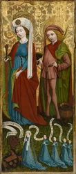 St. Catharina en St. Vitus met Anna von Freiberg en haar Dochters, circa 1450