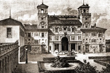 Terras en gevel van Villa Medicis