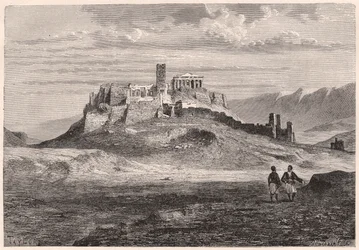 De Akropolis van Athene tijdens de XIX eeuw
