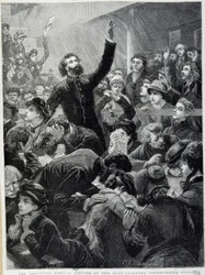 Het Leger des Heils - Distributie bij het hoofdkwartier van Whitechapel Road in 1881