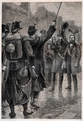 De arrestatie van Victor Schoelcher (1804-93) bij de Saint Antoine Barricade, 4 december 1851 - Tijdens de opstand veroorzaakt door de staatsgreep van Louis Bonaparte (de toekomstige Napoleon III)