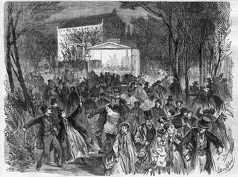 De Berlijnse brouwerijen: de Tempel van het Bockbier - Gravure in Le Journal Illustré