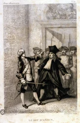 De hertog van Antin (Louis Antoine de Pardaillan de Gondrin, markies, vervolgens hertog van Antin) (1665 tot 1736) bij de provinciale vrijmetselaarsgrootloge.