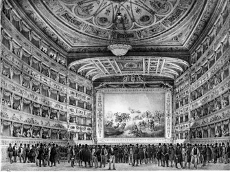 Het Fenice Theater in Venetië. Begin 19e eeuw