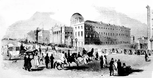 De Vier Rechtbanken. Dublin. Gravure uit de 19e eeuw.