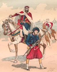 Het Franse leger onder het bewind van Louis Philippe van 1830 tot 1848 - Zouave en Spahi - Gravure van 1882 in 