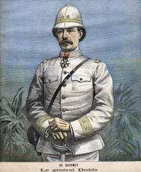 De Franse generaal Alfred Amédée Dodds (1842-1922) in Benin (Dahomey) in 1892