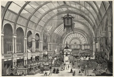 De Internationale Tentoonstelling in Amsterdam 1869 - interieur van het Paleis voor de Internationale Tentoonstelling