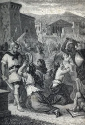 De Interventie van de Sabijnse Vrouwen. Gravure 1884