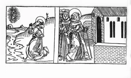 Het leven van Sint Bernard de Menthon (923 - 1008). Gravure uit 
