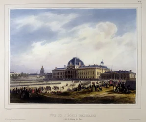 De Militaire School van de Invalides, uitzicht op het Champ de Mars