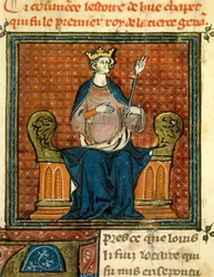 De Rite van Hugues Capet (941-996) in 988 Miniatuur uit een manuscript van de 13e of 14e eeuw. Parijs, B.N.