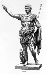 De Romeinse keizer Augustus, Octavianus of Octavian, 63 v.Chr. - 14, gravure uit de 19e eeuw