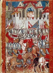 Het beleg van Pamplona in Spanje door Karel de Grote