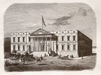 Het Spaanse Parlement (Congresso de los diputados), Madrid. Gravure 19e eeuw