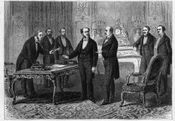 De burggraaf van Gontaut Biron, Franse ambassadeur in Berlijn, en de prins van Bismarck (Otto Von Bismarck)