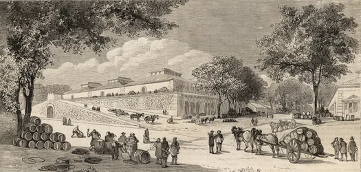 Het Wijnmagazijn in Parijs in 1861 - Rue de Languedoc en de Côte d
