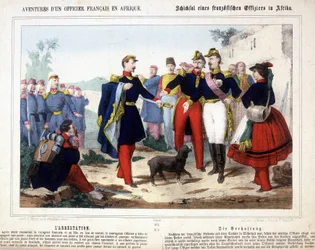 De avonturen van een Franse officier in Afrika. De jonge officier, de commandant van een door de Arabieren aangevallen post, werd ontwapend en gearresteerd voor een krijgsraad gebracht.